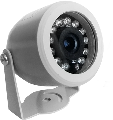 Câmera de segurança branca.